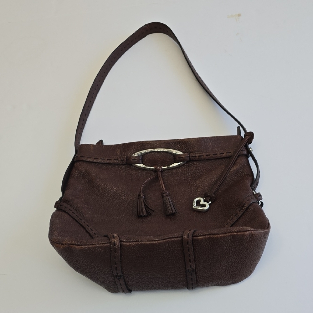 Vintage Brighton Pebbled Leather Shoulder Purse Handbag Brown